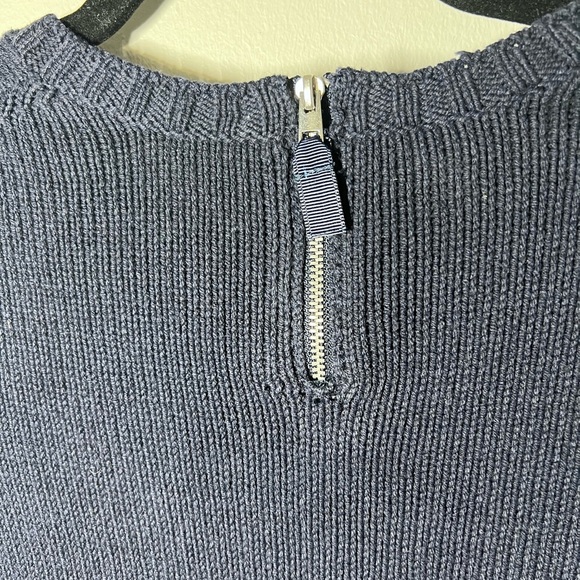 Talbots Petite Womens Navy Baubles Pom‎ Pom Polka Dot Cotton Blend Sweater Small - Picture 10 of 12